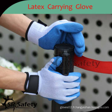 SRSAFETY 10G gants revêtus de latex à la surface des rides, gants de sécurité, gants de travail de haute qualité